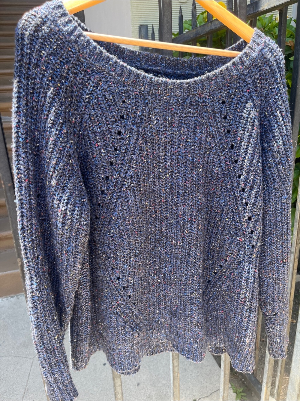 Lucky Brand Navy Speckled Crewneck Sweater